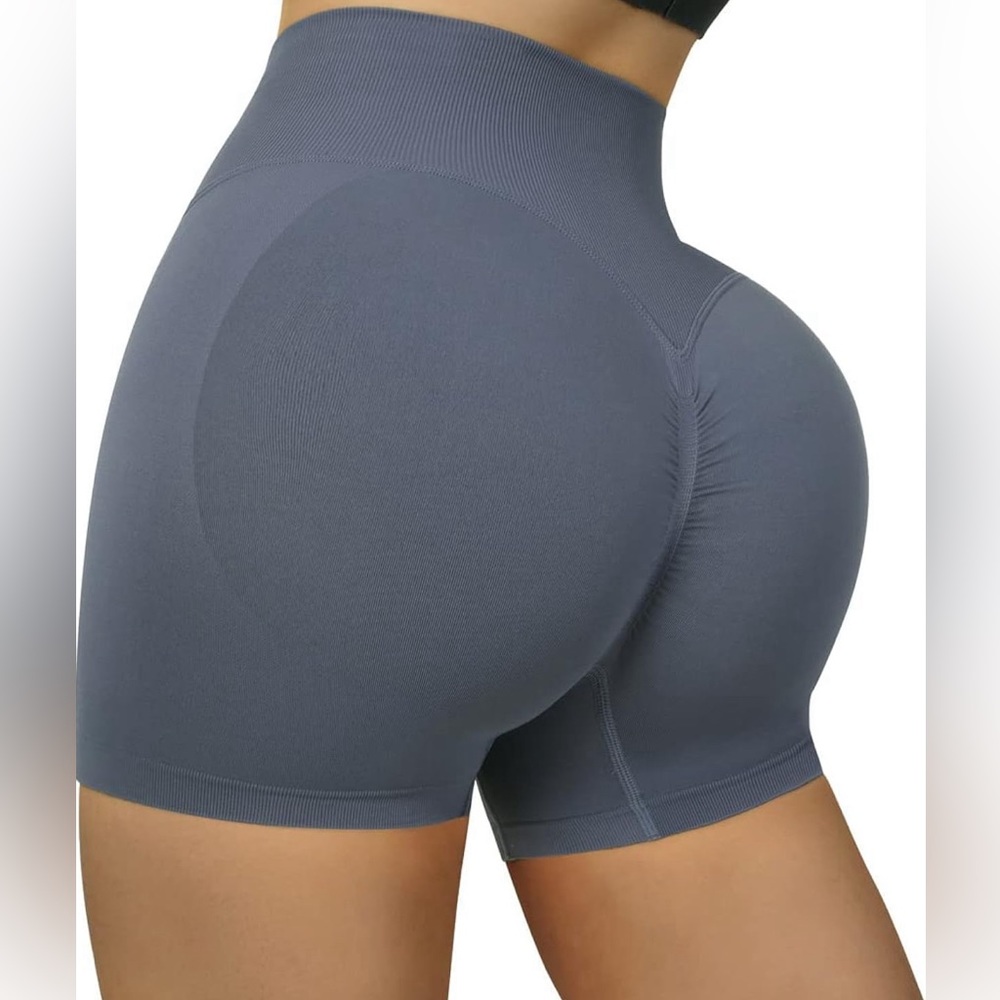 Slate blue scrunch butt workout shorts - size M